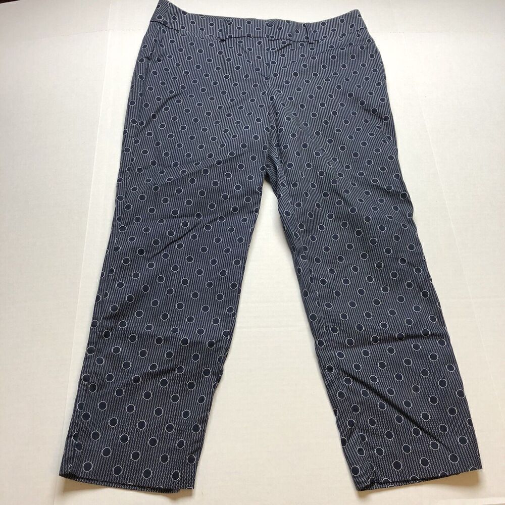 Ann Taylor Blue Spot Print Pattern Cropped Pants Sz 10 A163